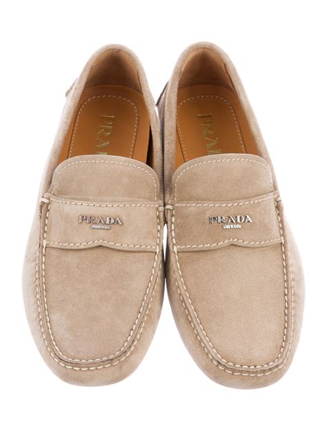 prada beige loafers|prada suede loafers.